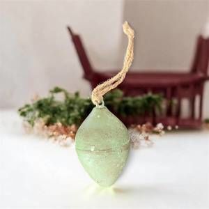 NEW GOLD EAGLE rustic clay turquoise pear ornament in green